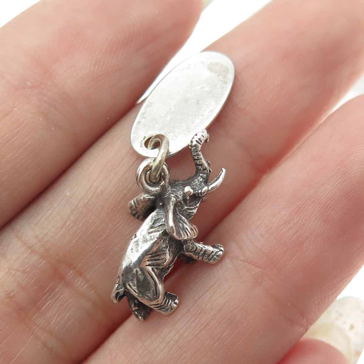 925 Sterling Silver Vintage "Kings Dominion" Elephant 3D Charm Pendant