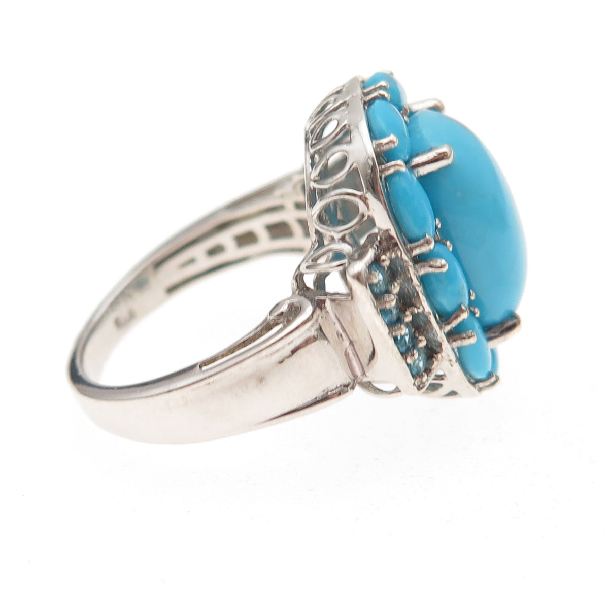 Chuck Clemency 925 Sterling Silver Real Turquoise & Apatite Ring Size 8.25