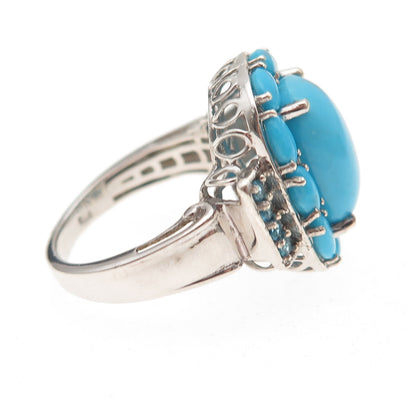 Chuck Clemency 925 Sterling Silver Real Turquoise & Apatite Ring Size 8.25