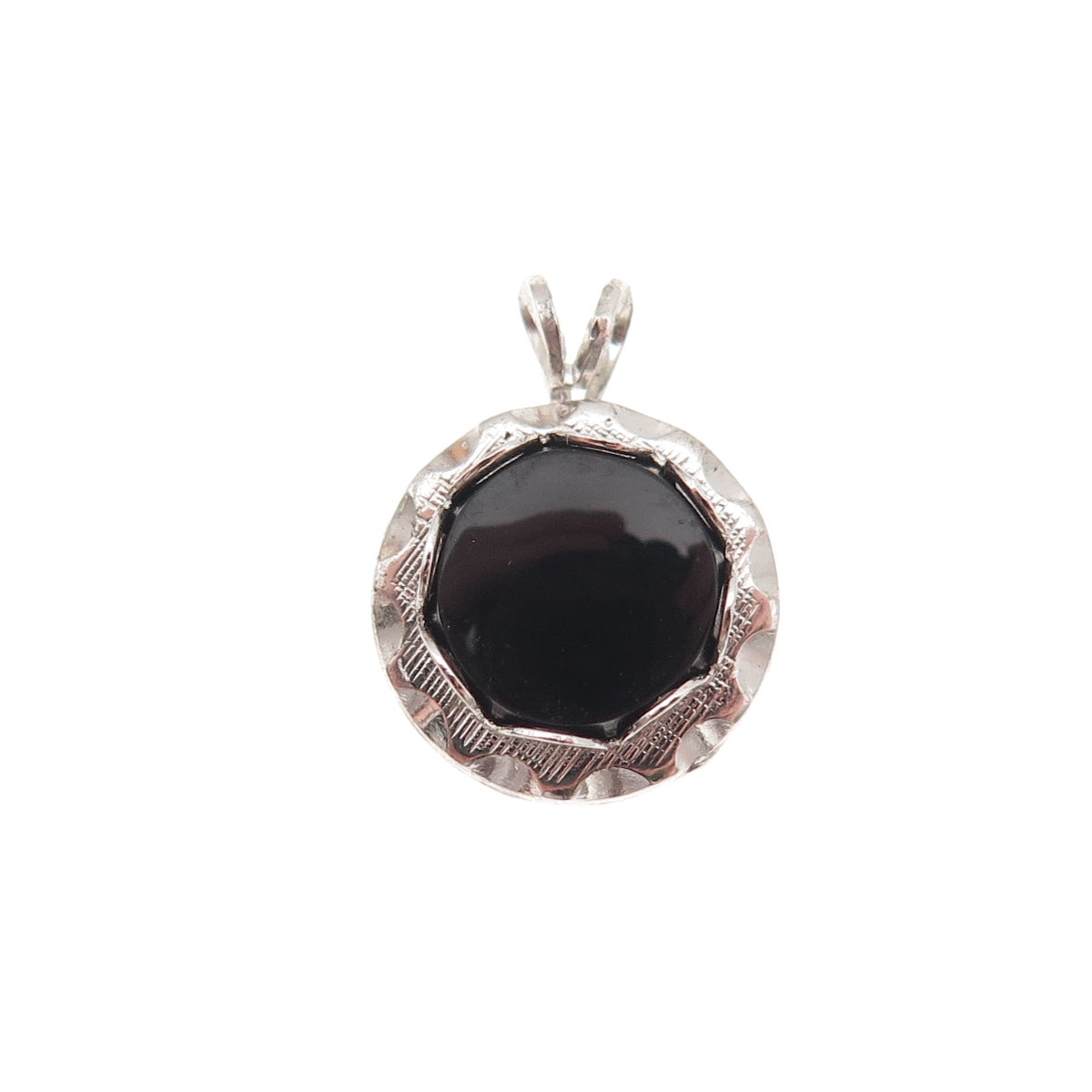 DCE Curtis Sterling Silver Antique Art Deco Real Black Onyx Mini Charm Pendant