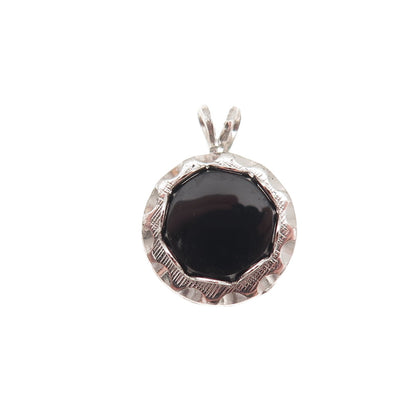 DCE Curtis Sterling Silver Antique Art Deco Real Black Onyx Mini Charm Pendant