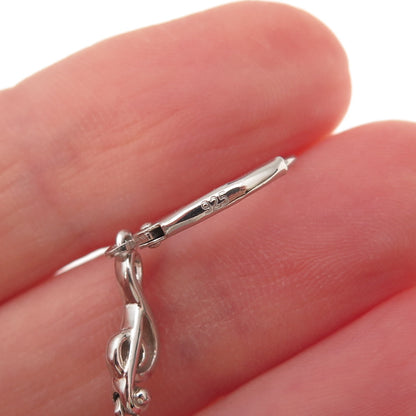 Chuck Clemency 925 Sterling Silver Real Tanzanite Treble Clef Dangle Earrings