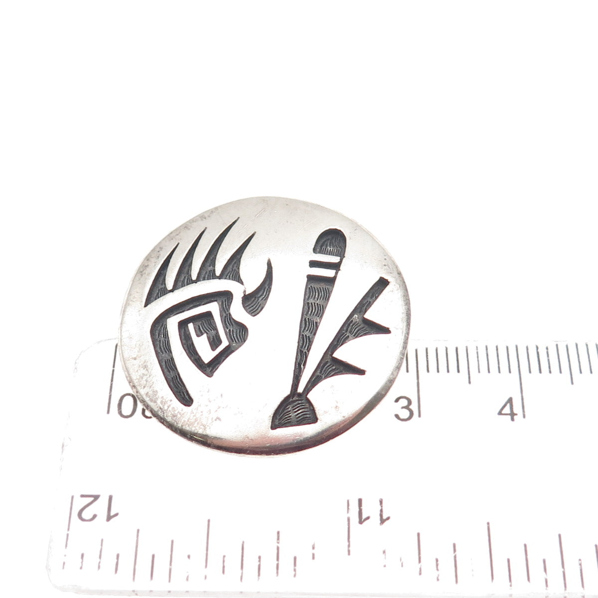 Loren Sakeva Kumoni Hopi Old Pawn 925 Sterling Vintage Bear Pin Brooch / Pendant