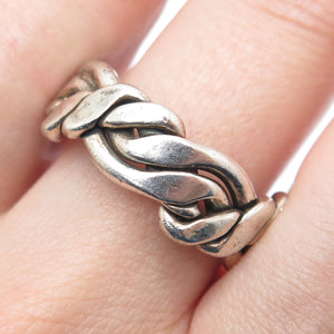 925 Sterling Vintage Mexico Modernist Woven Band Ring Size 10.25