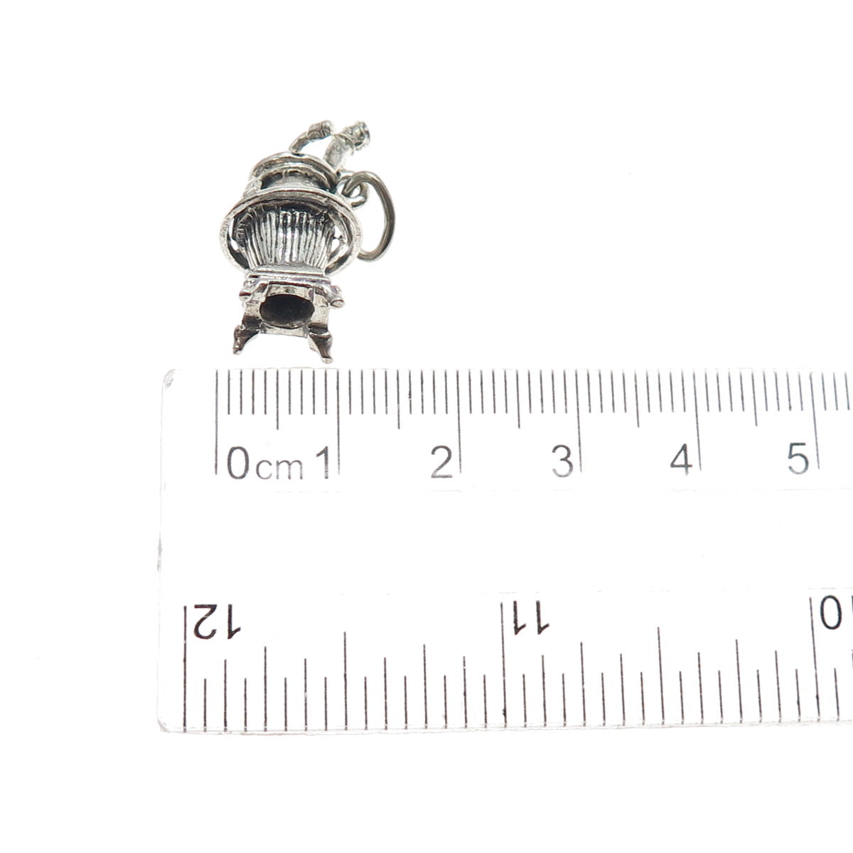 BEAU 925 Sterling Silver Vintage Potbelly Stove Oxidized Mini 3D Charm Pendant