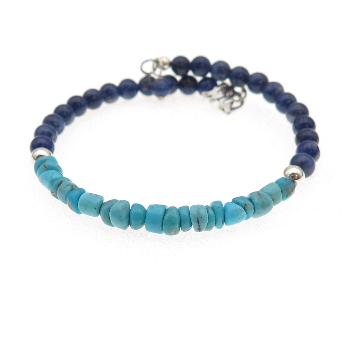 Carolyn Pollack AW Old Pawn Sterling Turquoise & Lapis Adjustable Bracelet 6.75"