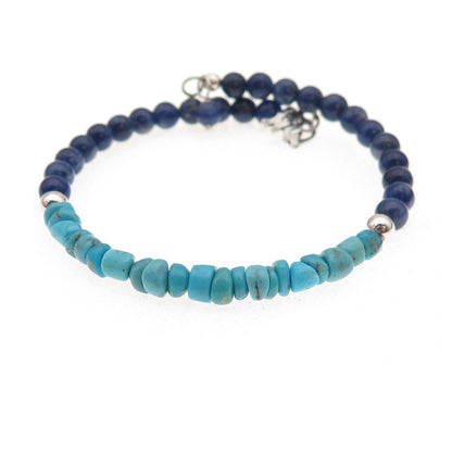 Carolyn Pollack AW Old Pawn Sterling Turquoise & Lapis Adjustable Bracelet 6.75"