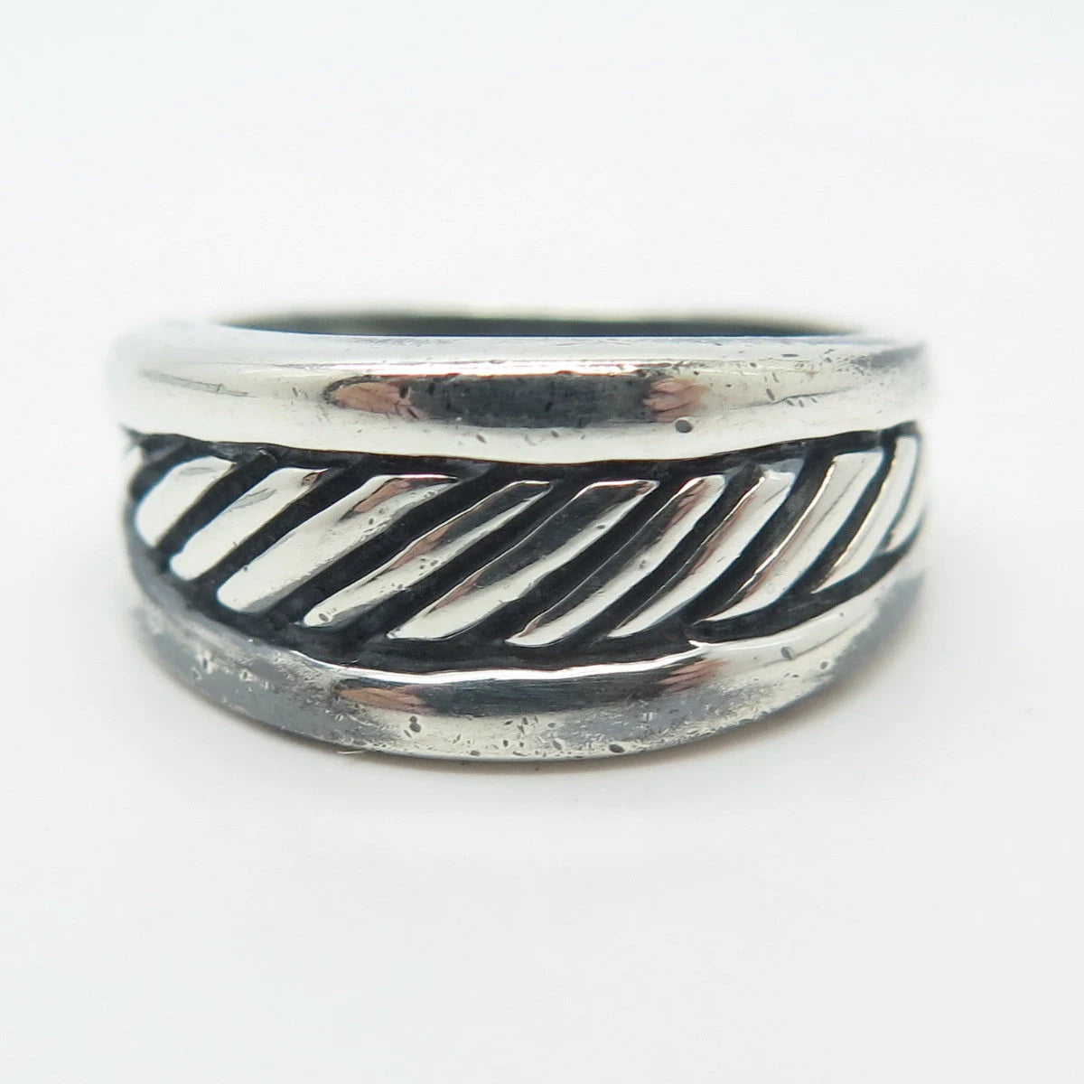 925 Sterling Silver Vintage Striped Ring Size 6.25