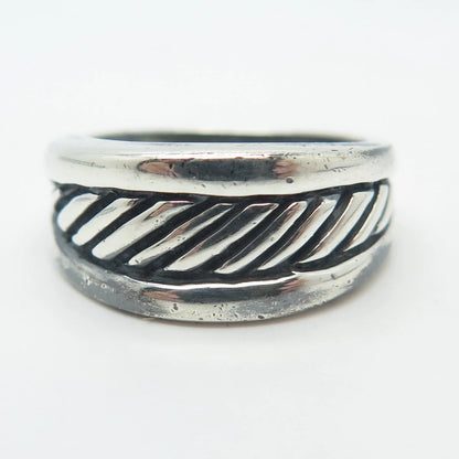 925 Sterling Silver Vintage Striped Ring Size 6.25
