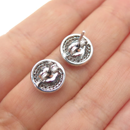 925 Sterling Silver Round-Cut Lab-Created Ruby & C Z Stud Earrings