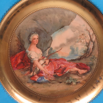 M. SCHWIND & ROYAL VIENNA Antique "Diana" Hand Painted Porcelain Cabinet Plate