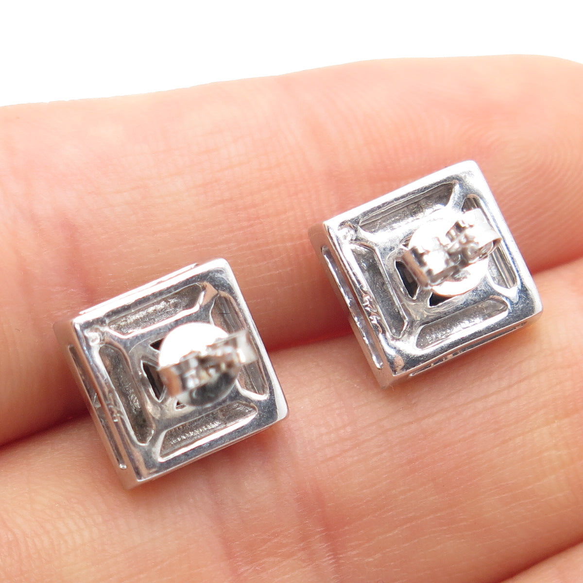 925 Sterling Silver Real Hematite Dotted Stud Earrings