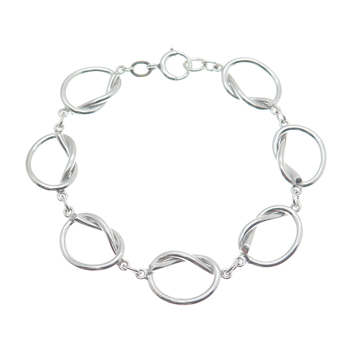 B. A. BALLOU & CO. Sterling Silver Antique Art Deco Love Knot Link Bracelet 6.5"
