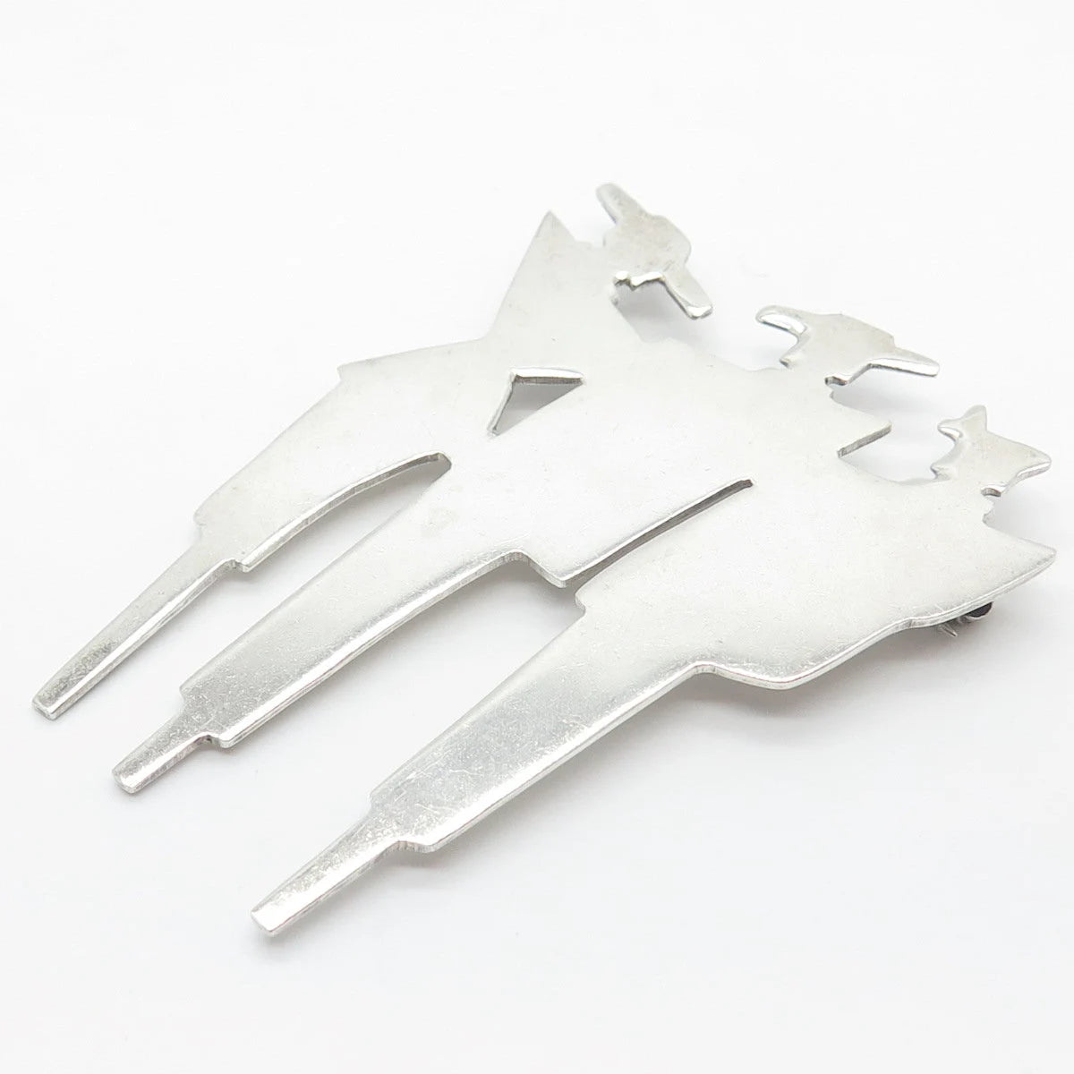 925 Sterling Silver Vintage Mexico Woman & Mans Silhouette Pin Brooch