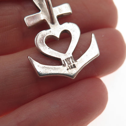 John W Kessler 925 Sterling Silver Vintage Faith Hope & Love Slide Charm Pendant