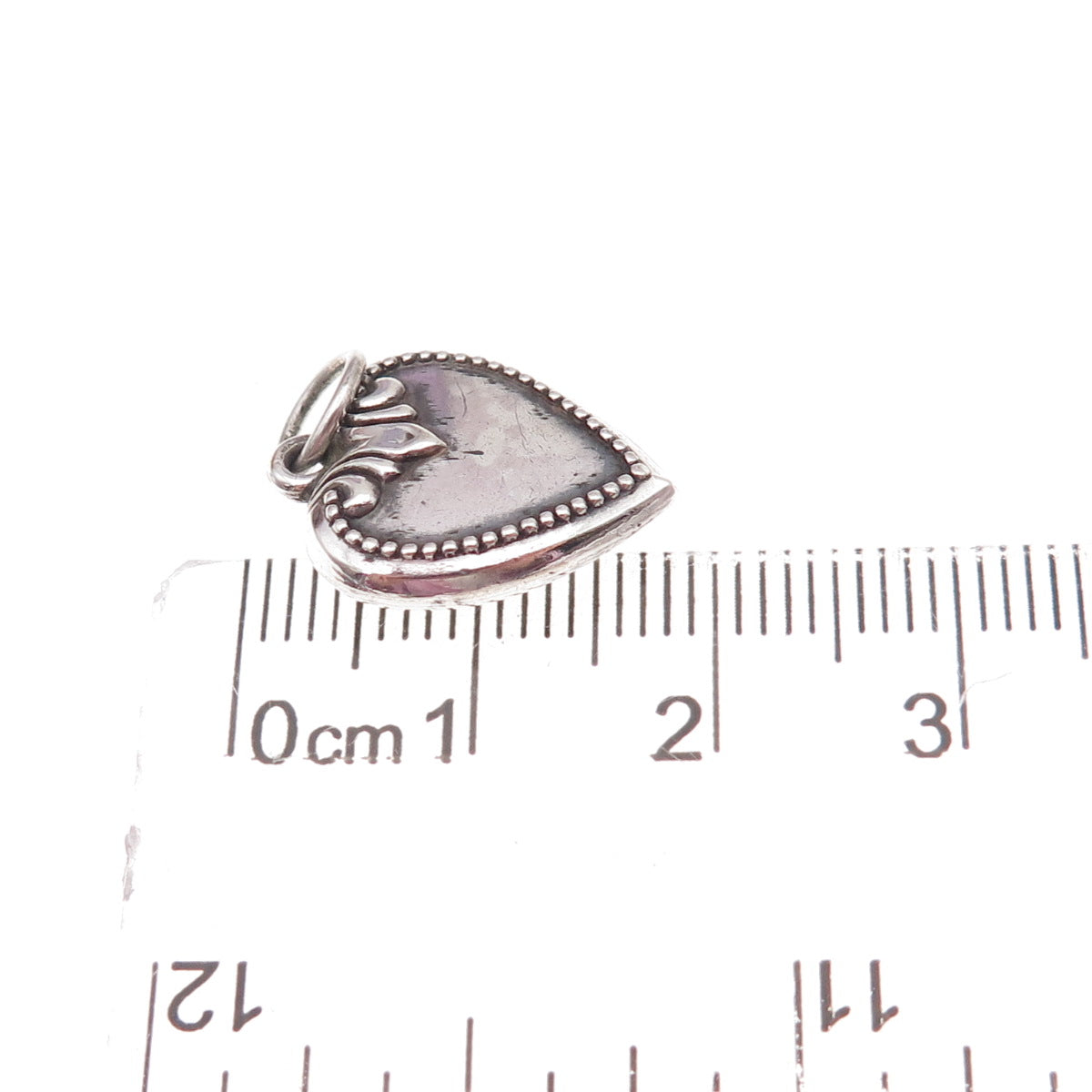 925 Sterling Silver Antique Art Deco Engraved Chatelaine Heart Charm Pendant