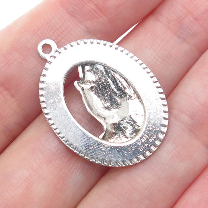 925 Sterling Silver Vintage M&M Prayer Hands Religious Charm Pendant