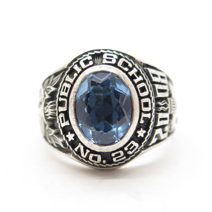ZPI 925 Sterling Silver Real Blue Topaz 2008 Public School 23 Ring Size 8