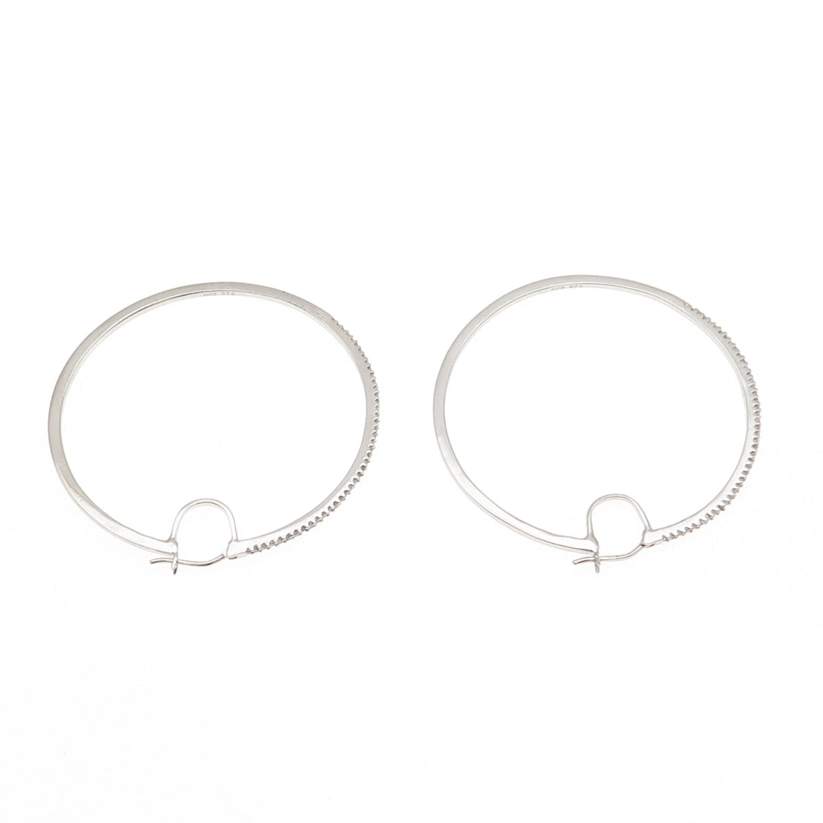 Sun 925 Sterling Silver Real Round-Cut Diamond Large Hoop Earrings