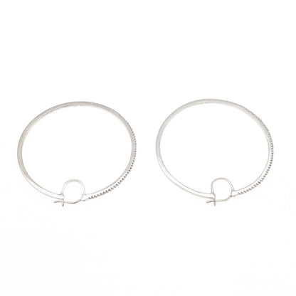 Sun 925 Sterling Silver Real Round-Cut Diamond Large Hoop Earrings
