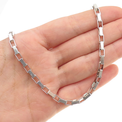 SX Sally C 925 Sterling Silver Vintage Italy Open Box Chain Necklace 18"
