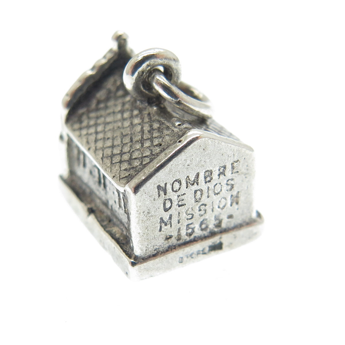 925 Sterling Silver Antique Art Deco "1565 Mission Nombre de Dios" Charm Pendant