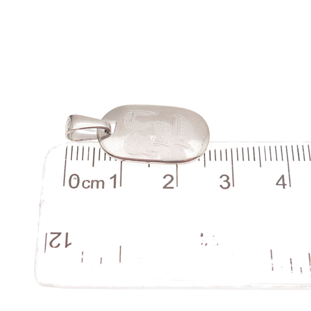 925 Sterling Silver Italy Engraved Baptism Charm Pendant