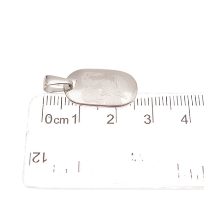 925 Sterling Silver Italy Engraved Baptism Charm Pendant