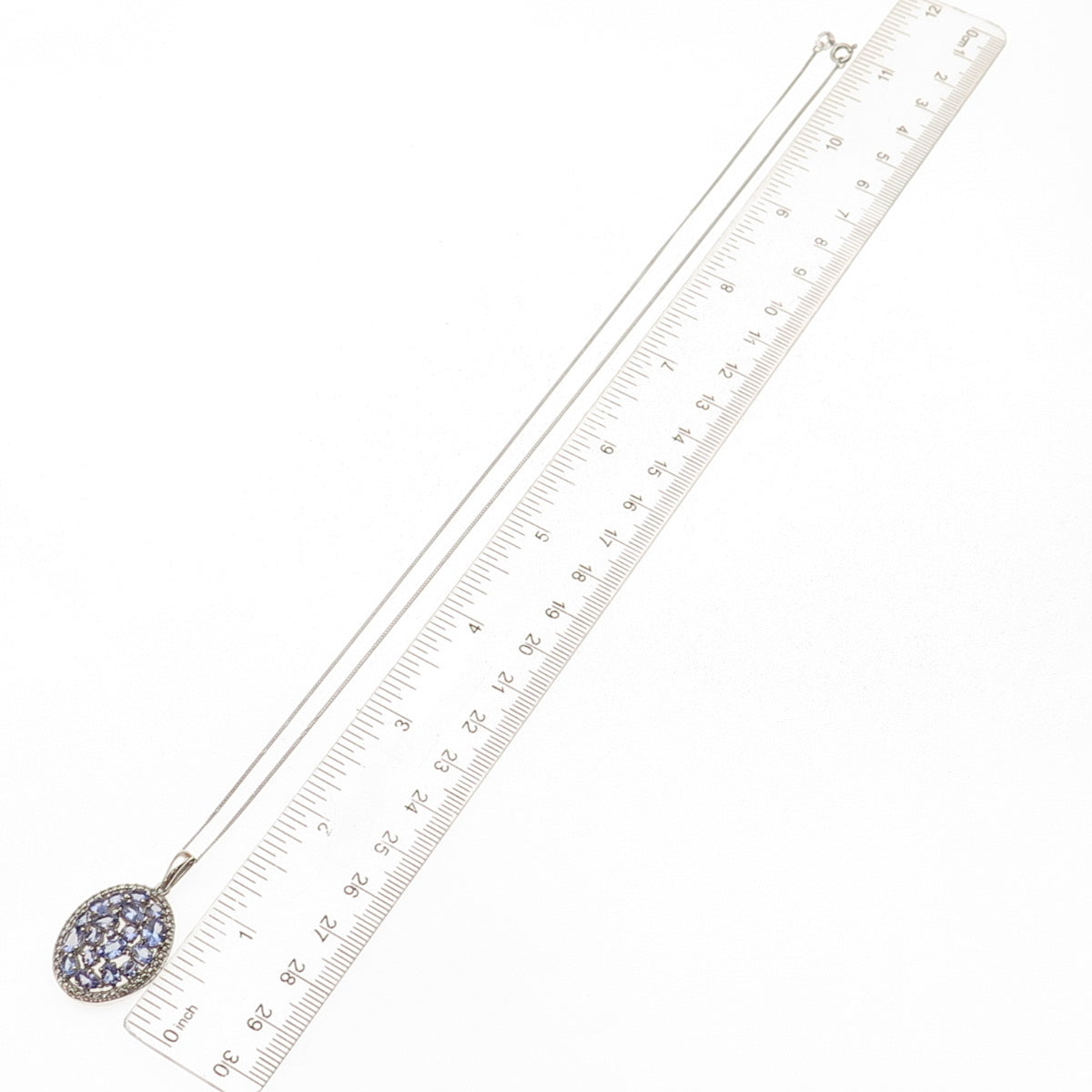 Chuck Clemency Sterling Silver Real Diamond & Tanzanite Cuban Chain Necklace 20"