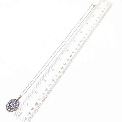 Chuck Clemency Sterling Silver Real Diamond & Tanzanite Cuban Chain Necklace 20"