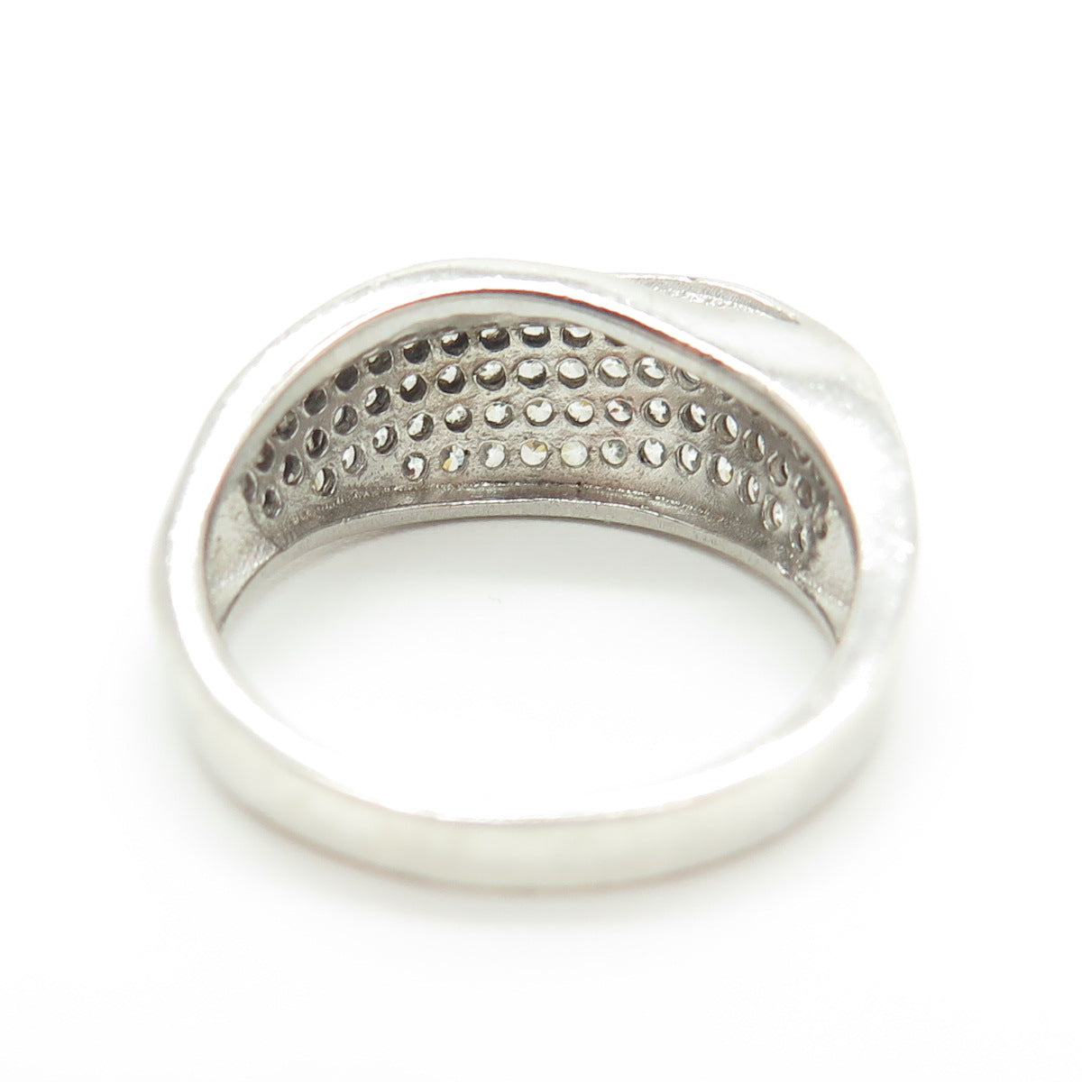 925 Sterling Silver Pave C Z Ring Size 7