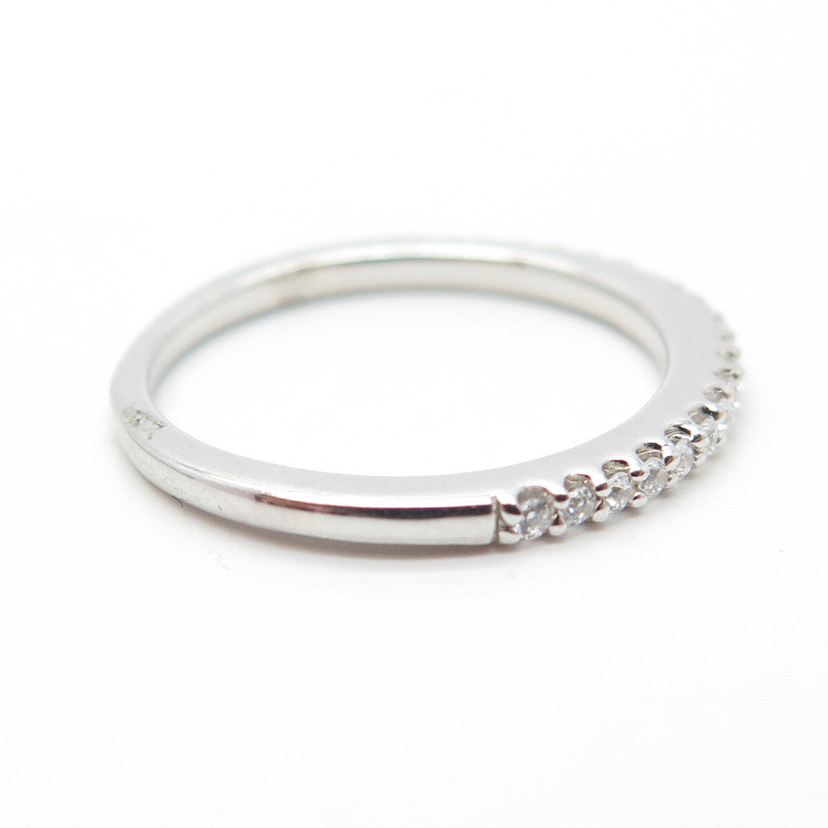 925 Sterling Silver White C Z Half Eternity Stackable Band Ring Size 6.25