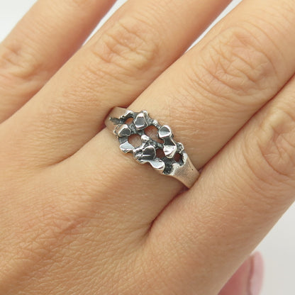 925 Sterling Silver Vintage Nugget Oxidized Ring Size 9.75