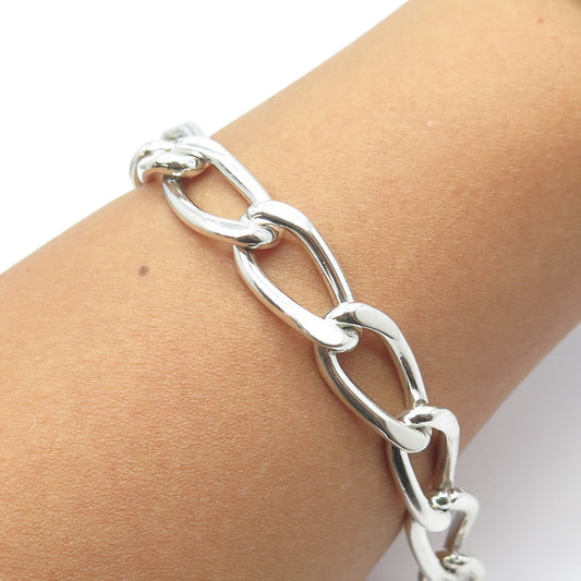 925 Sterling Silver Vintage Mexico Curb Link Bracelet 7"