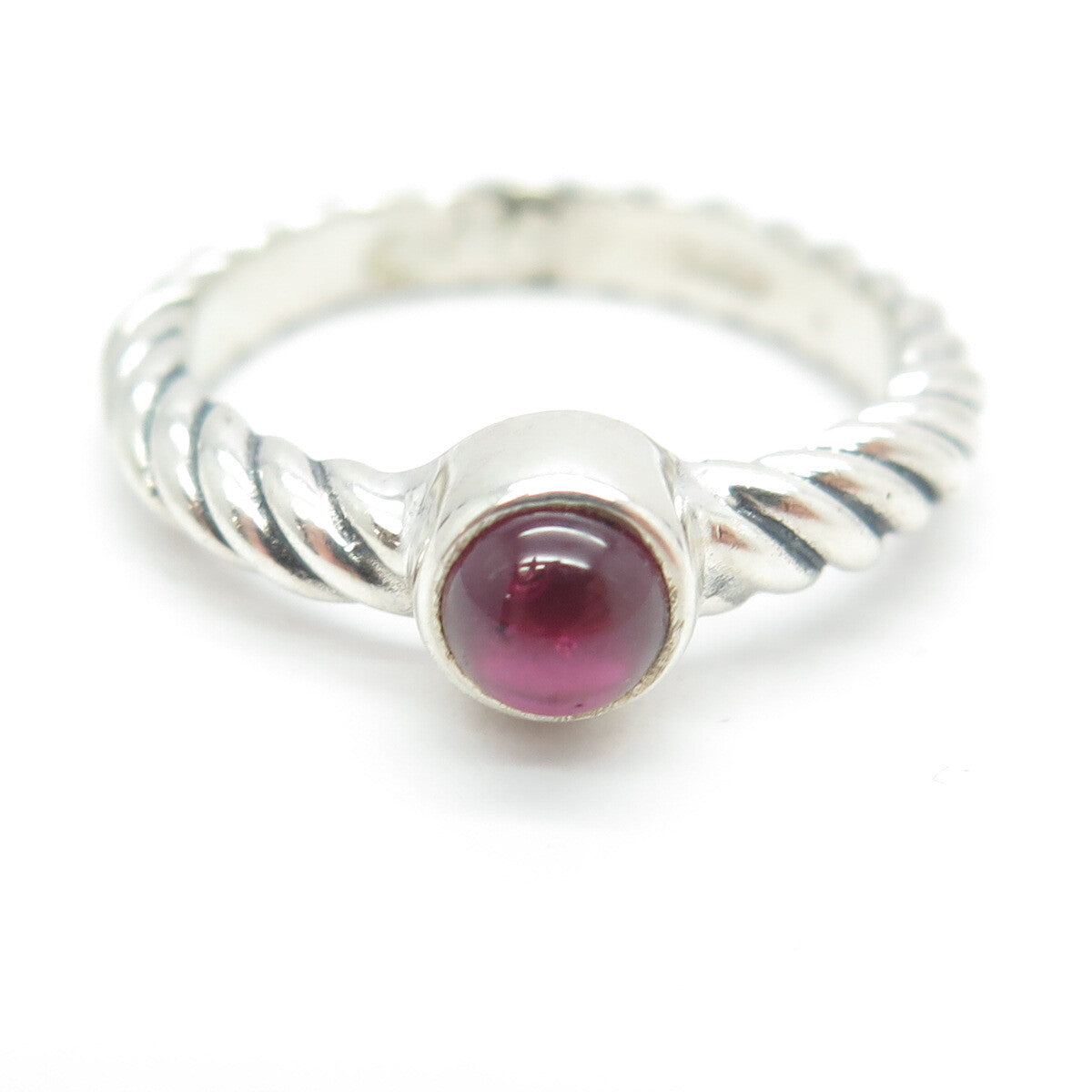 925 Sterling Silver Vintage Real Tourmaline Gemstone Twisted Ring Size 8.25