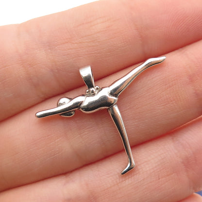 925 Sterling Silver Vintage Gymnast Modernist Charm Pendant