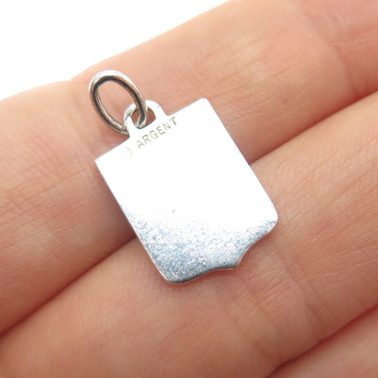 800 Silver Vintage France Enamel Monaco Coat of Arms Minimalist Charm Pendant