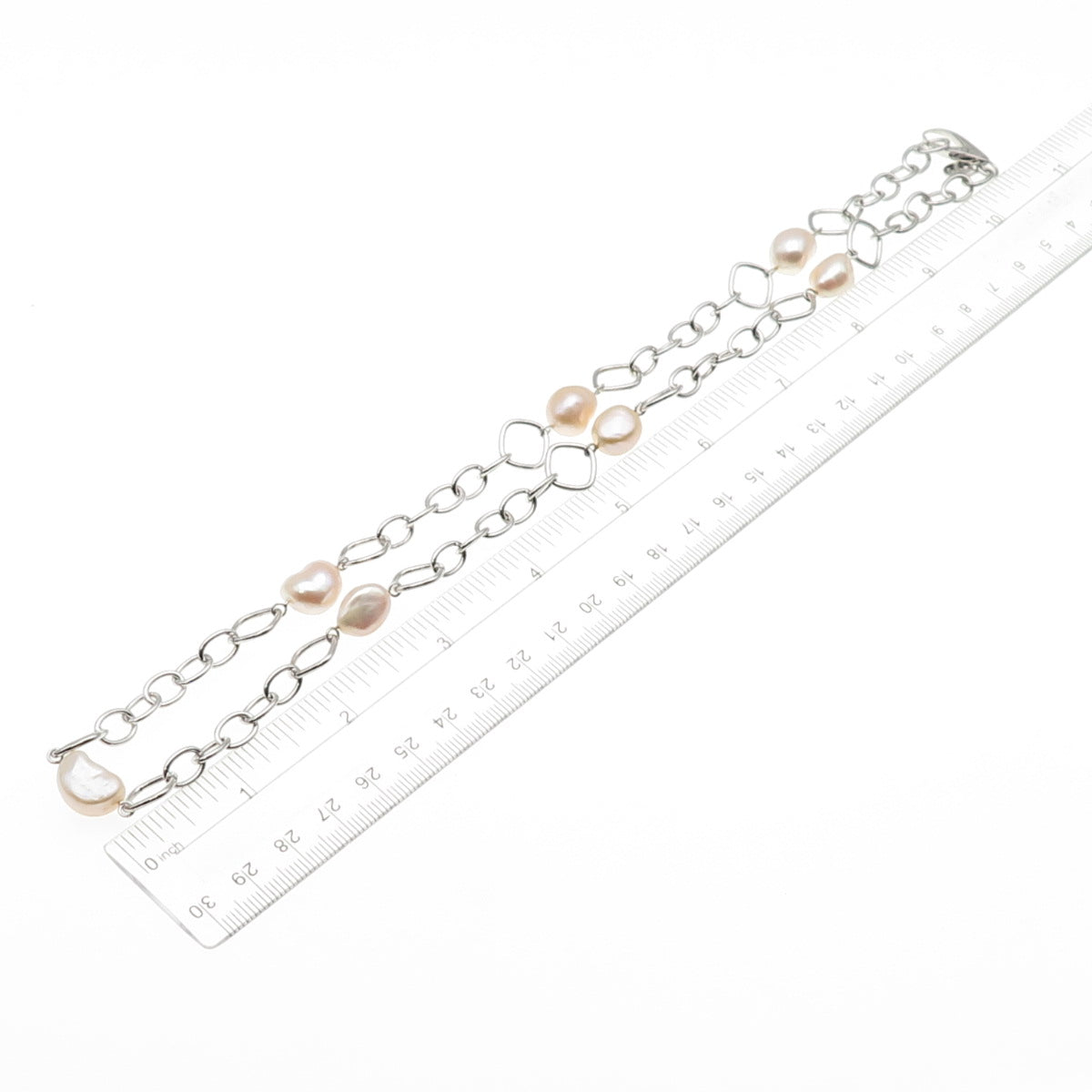 Ayaka Nishi 925 Sterling Silver Real Baroque Pearl Station Chain Necklace 22"