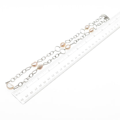 Ayaka Nishi 925 Sterling Silver Real Baroque Pearl Station Chain Necklace 22"