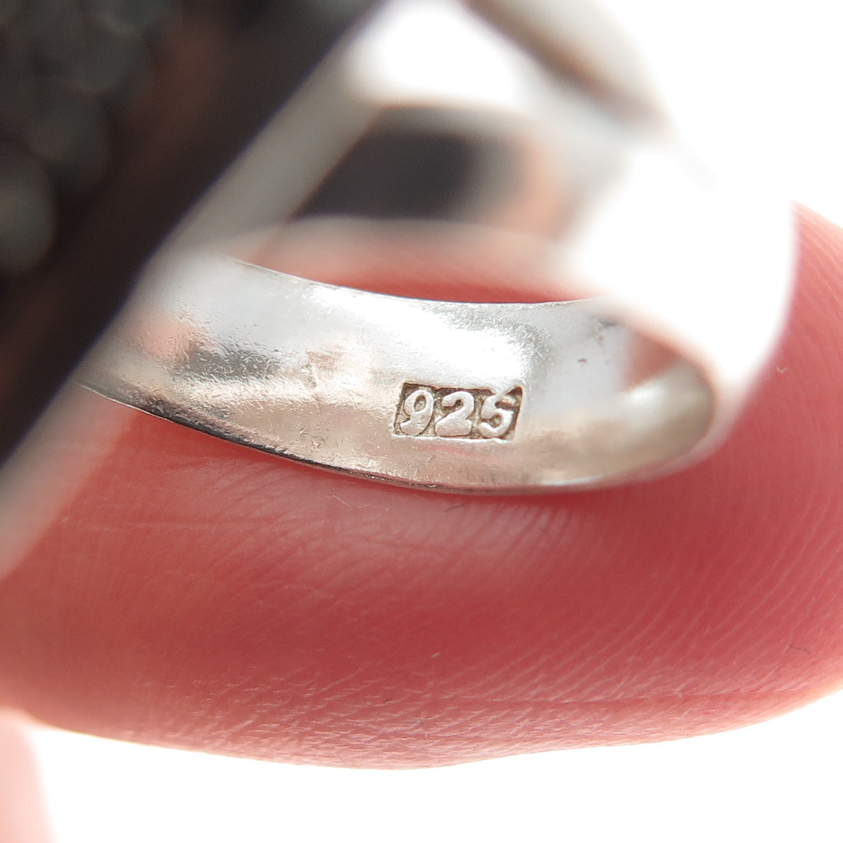 925 Sterling Silver Vintage Real Lapis Lazuli Gem Beaded Oxidized Ring Size 6.5