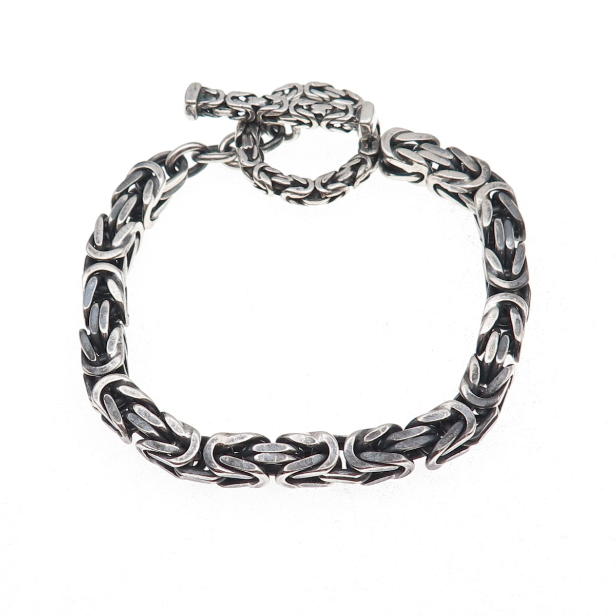 925 Sterling Silver Vintage Italy Byzantine Link Bracelet 6.75"