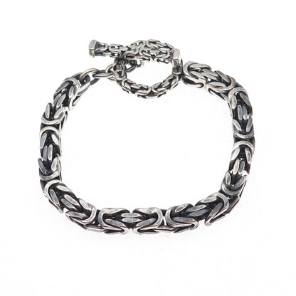 925 Sterling Silver Vintage Italy Byzantine Link Bracelet 6.75"