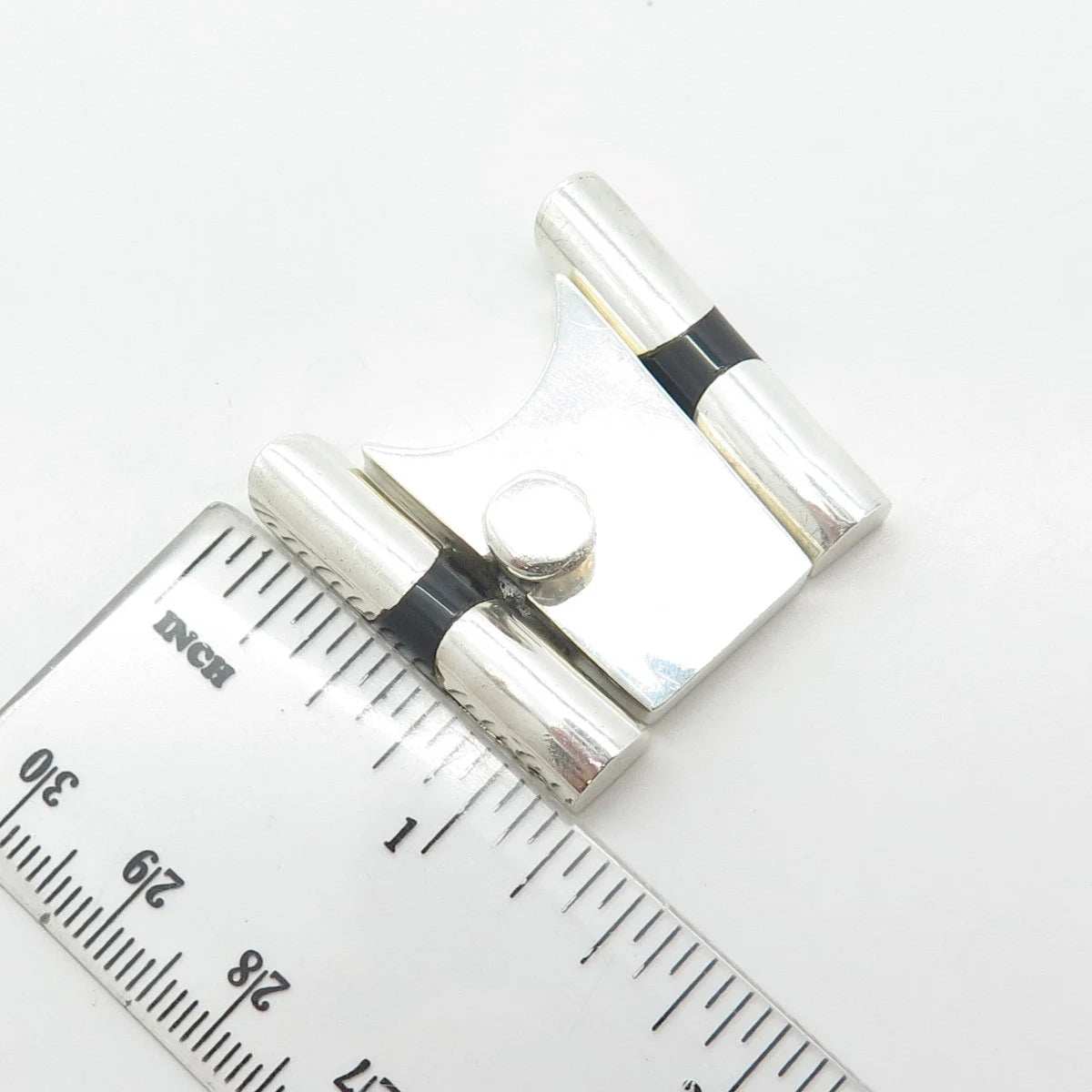 925 Sterling Silver Vintage Real Black Onyx Gem Lock Clasp For Necklace