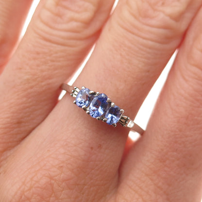Chuck Clemency 925 Sterling Silver Real Oval-Cut Tanzanite Ring Size 8