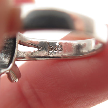 925 Sterling Silver Vintage Turtle Good Luck Oxidized Ring Size 5.75