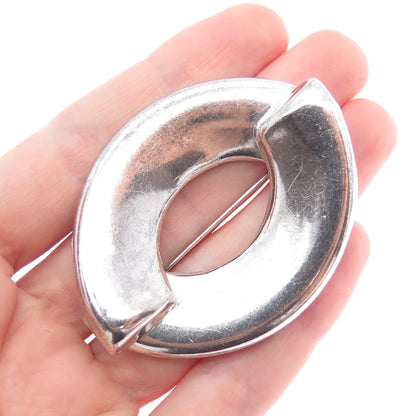 925 Sterling Silver Vintage Mexico Modernist Oxidized Pin Brooch