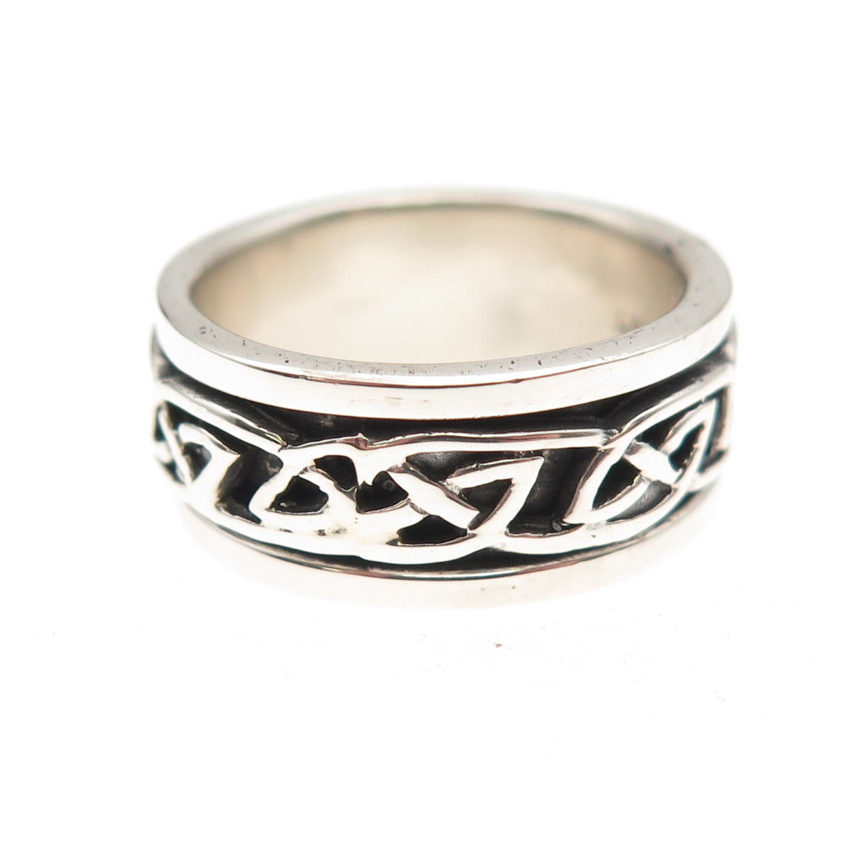 925 Sterling Silver Vintage Celtic Knot Oxidized Band Ring Size 7