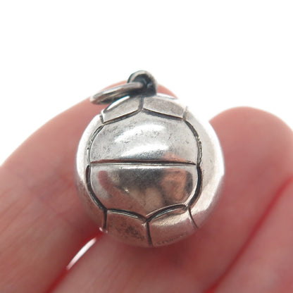 925 Sterling Silver Antique Basketball Ball 3D Charm Pendant