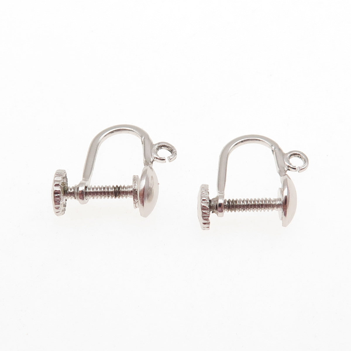 925 Sterling Silver Antique Art Deco Charm Holder Screw Back Earrings