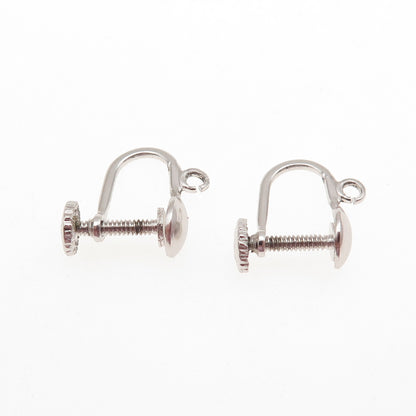925 Sterling Silver Antique Art Deco Charm Holder Screw Back Earrings